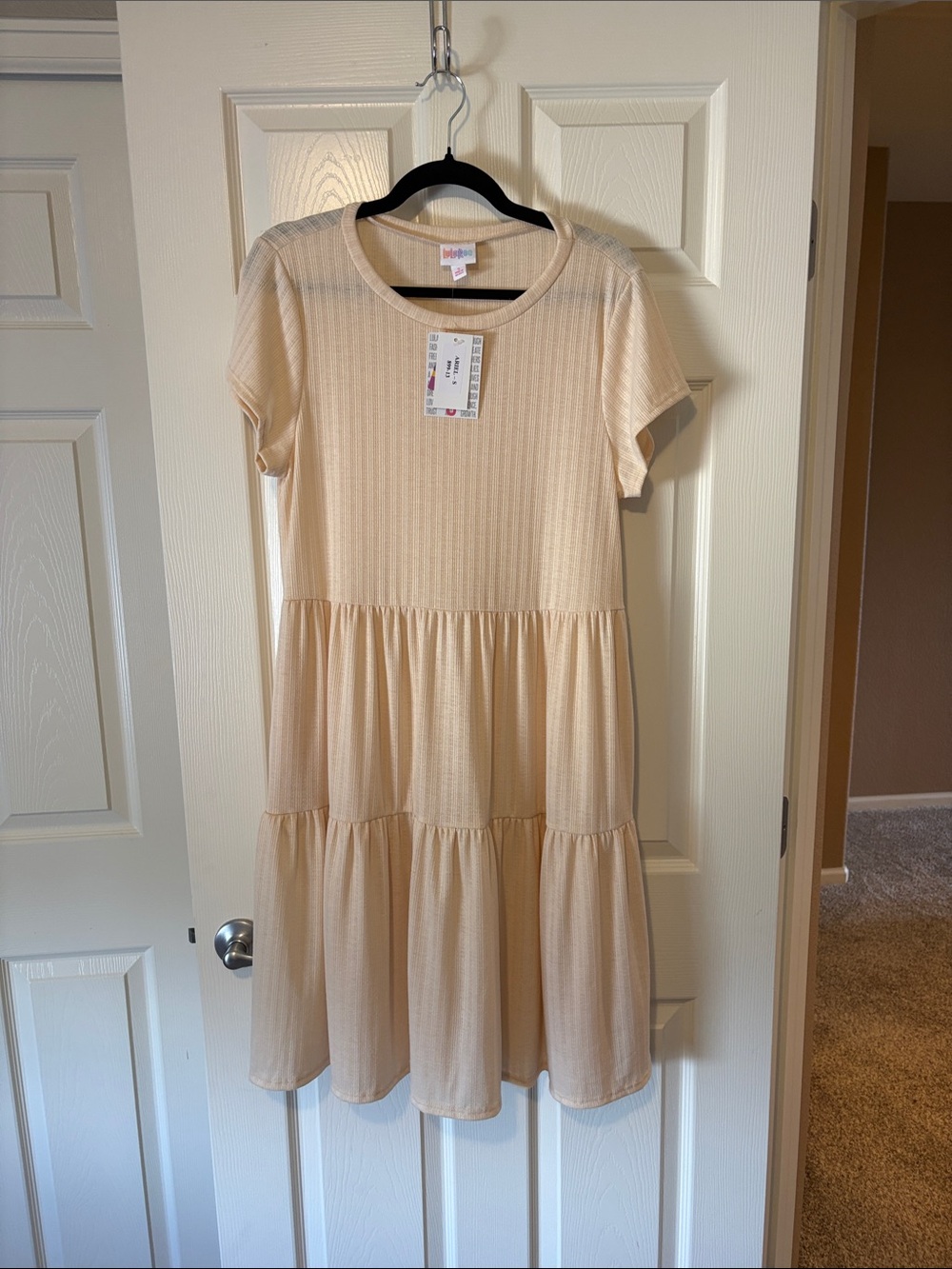 LuLaRoe Ariel Cream Tiered Knit Dress